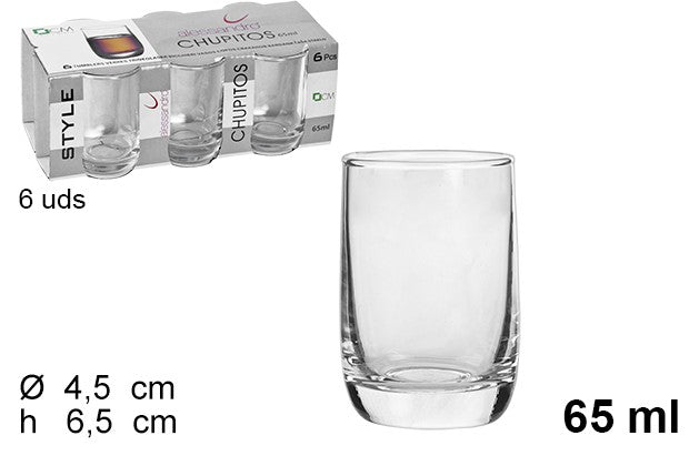 VASO CRISTAL PACK 6 CHUPITOS ORUJO 65ml