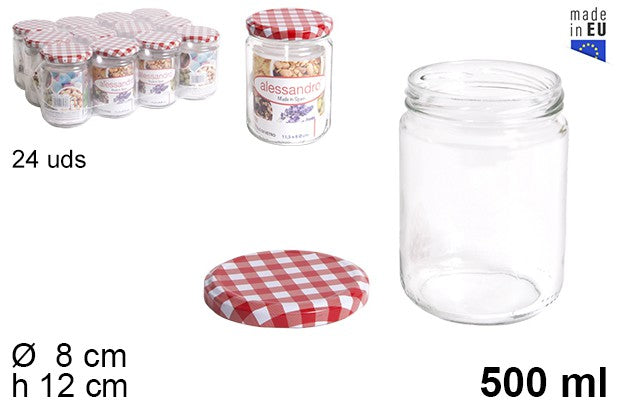 BOTE CRISTAL REDONDO TAPA VICHY 500 ML