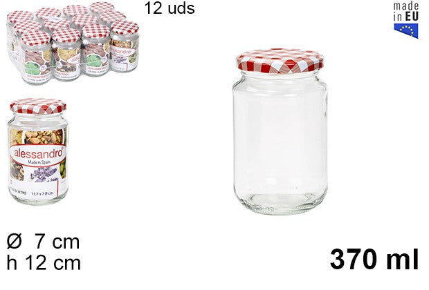BOTE CRISTAL REDONDO TAPA VICHY 370 ML