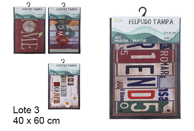 FELPUDO TAMPA SURTIDOS LOTE 3 40x60