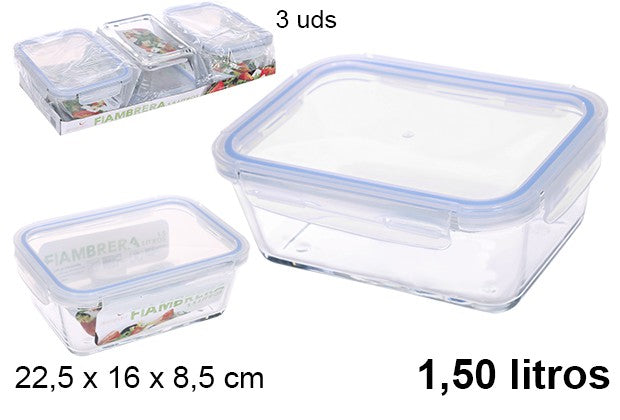 FIAMBRERA CRISTAL RECTANGULAR TAPA