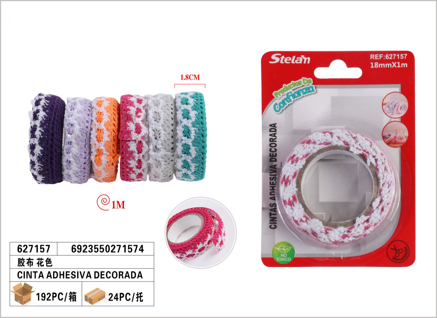 CINTAS ADHESIVA DECORADA 1Mx1.8CM