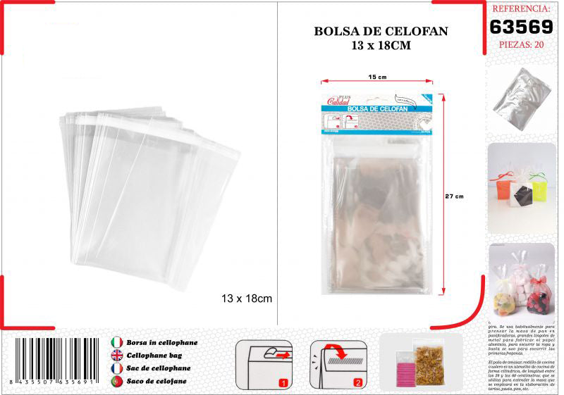 13x18 BOLSA DE CELOFAN 20PCS