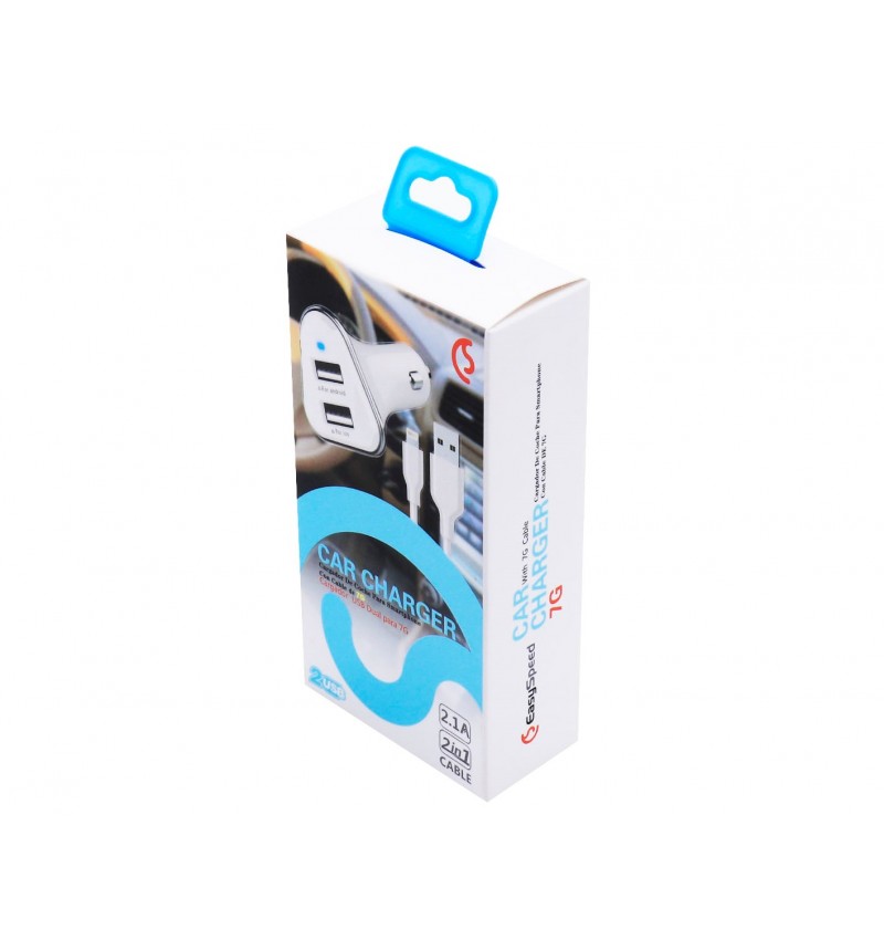 Cargador de coche de 2 entradas USB + Cable Lightning IPHONE2.1A