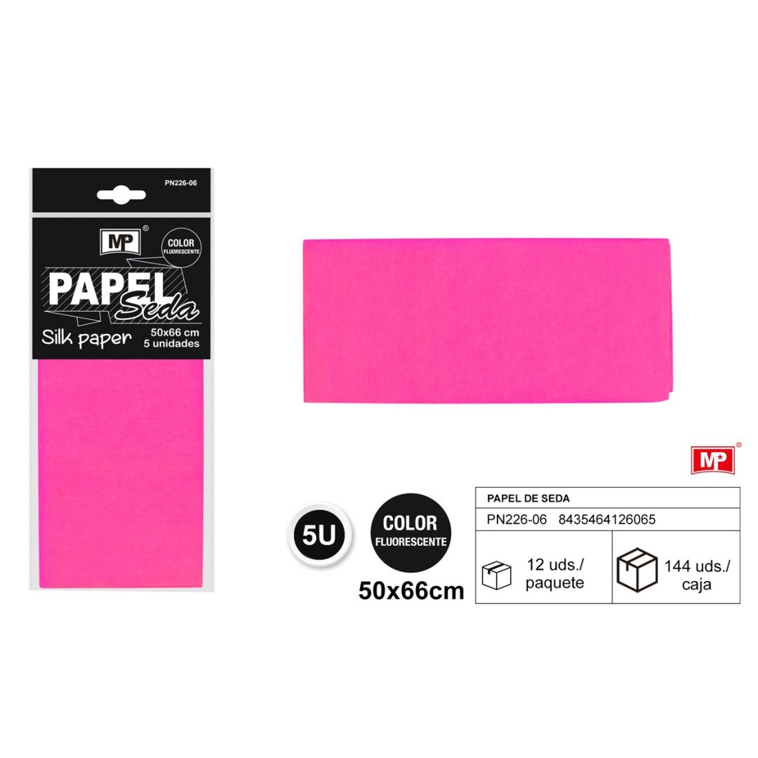 PAPEL SEDA FLUORESCENTE 50X66 5UDS (4 COLORES)