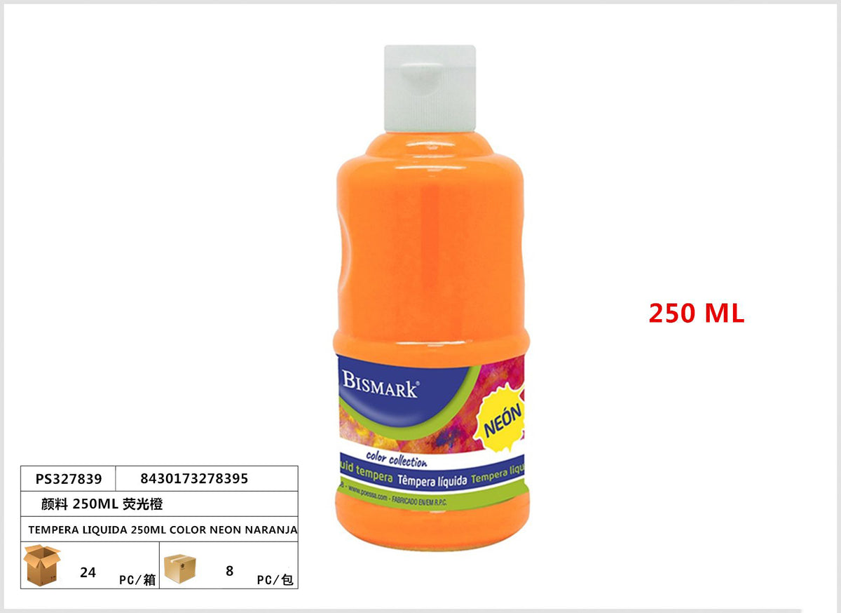 TEMPERA LIQUIDA 250ML COLOR NEON NARANJA