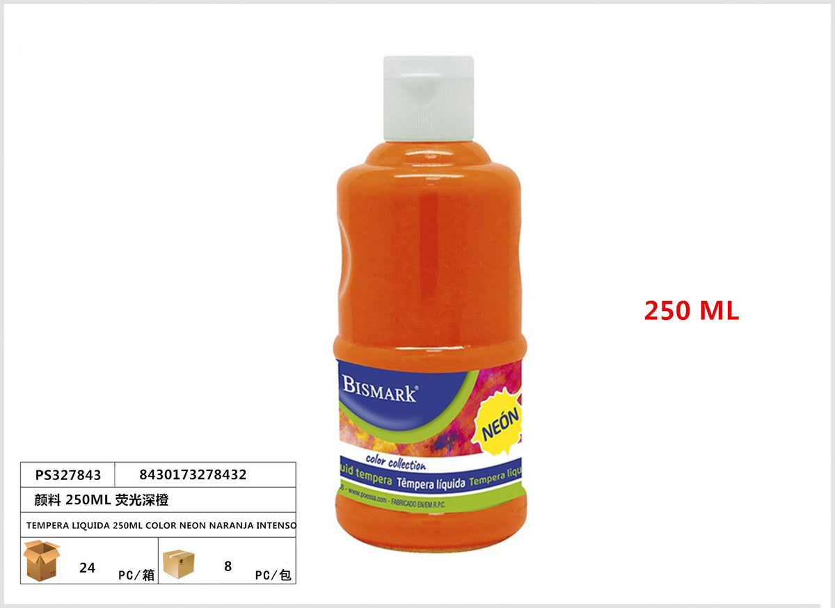 TEMPERA LIQUIDA 250ML COLOR NEON NARANJA INTENSO