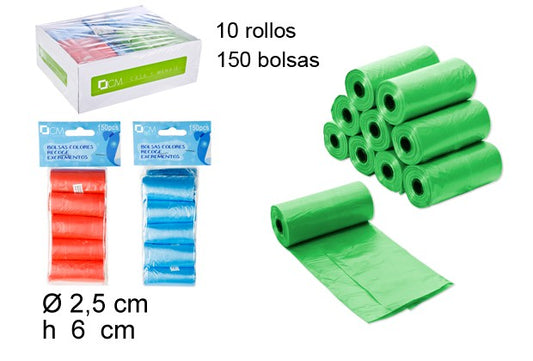 BOLSA COLORES RECOGE EXCREMENTOS 150 UDS