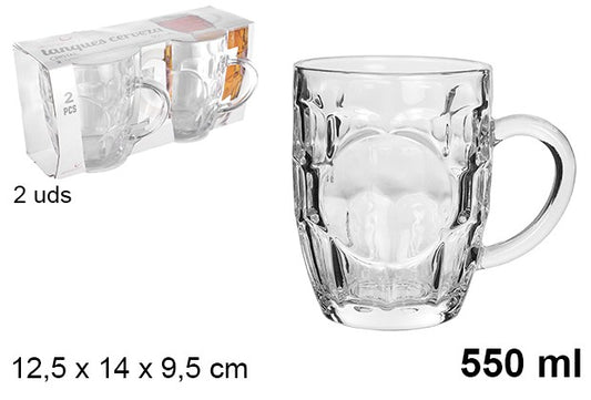 PACK 2 VASOS CRISTAL TANQUE DE CERVEZA 550 ML