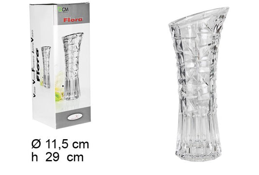 FLORERO CRISTAL TRIANGULOS RELIEVE 30cm