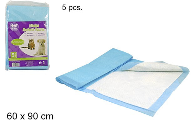 PACK 5 ALFOMBRA ABSORBENTE MASCOTAS ANTIDESLIZANTE 60X90 CM