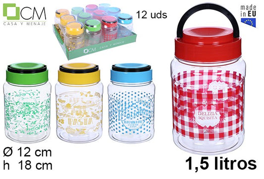 TARRO PLáSTICO DECORADO CON ASA 1,5 L.