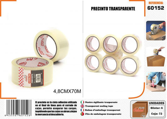 PRECINTO TRANSPARENTE 4.8CMx70M