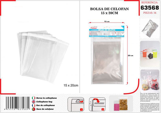 15x20 BOLSA DE CELOFAN 16PCS