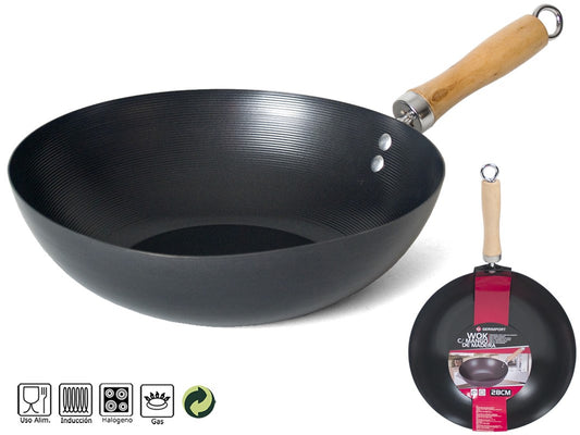 WOK 28CM C/MANGO DE MADERA BD13026