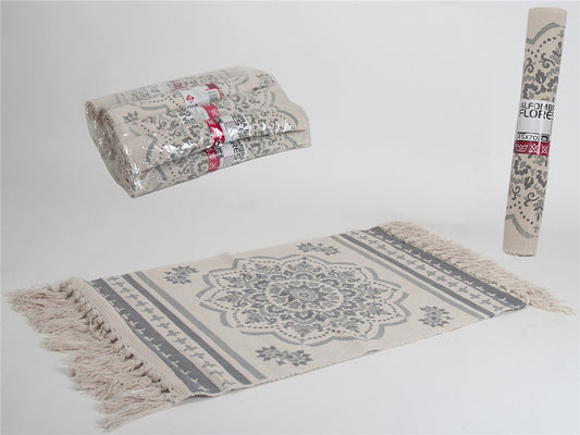 ALFOMBRA BANO 45 X 70 FLORES GRIS
