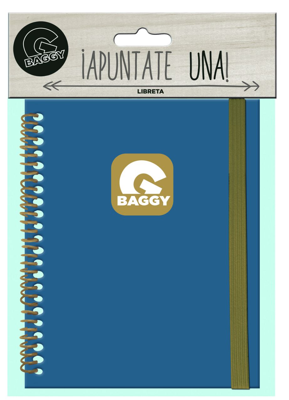 Libreta A6 con elástico lateral Baggy azul-camel