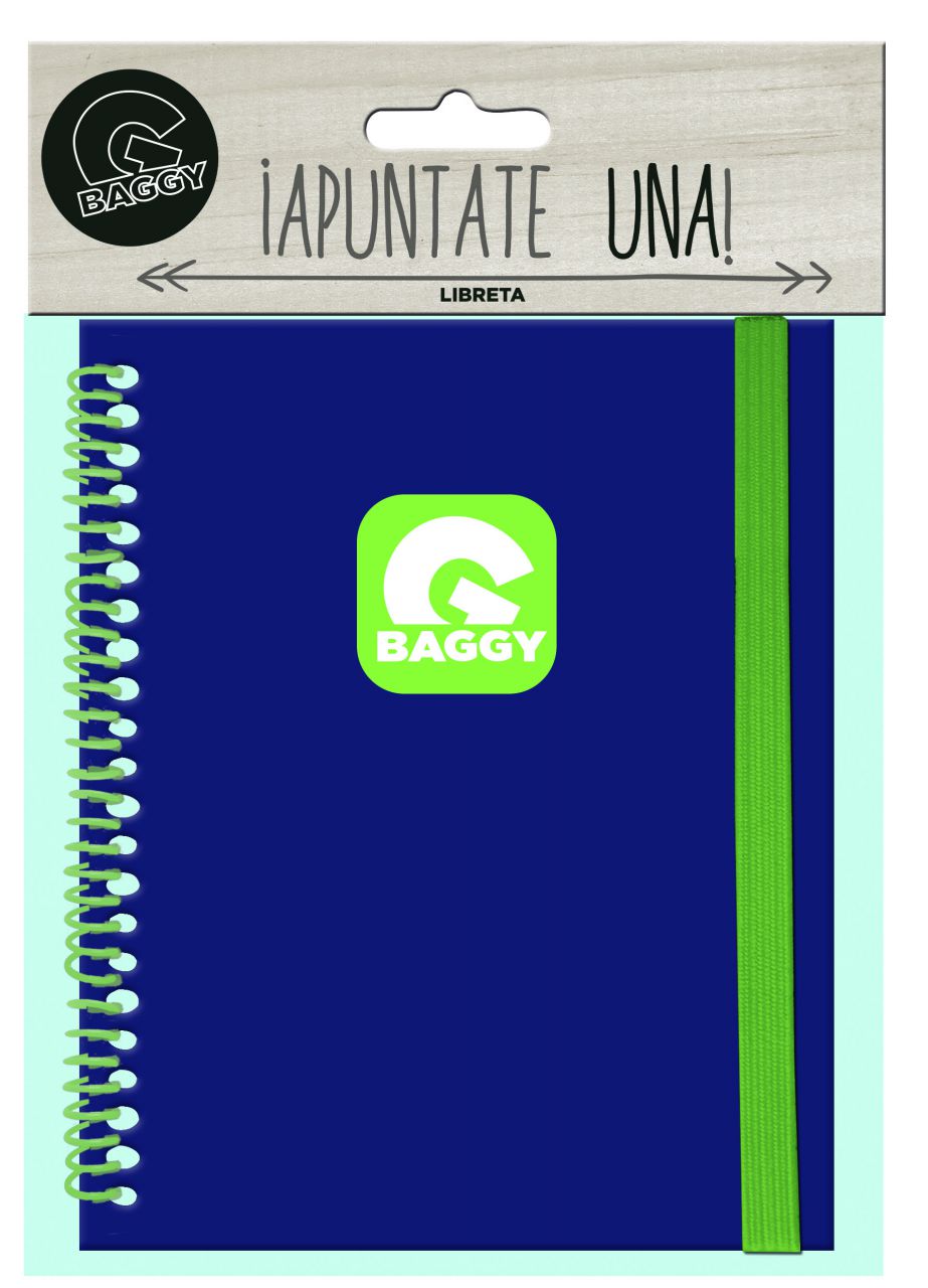 Libreta A6 con elástico lateral Baggy azul-verde