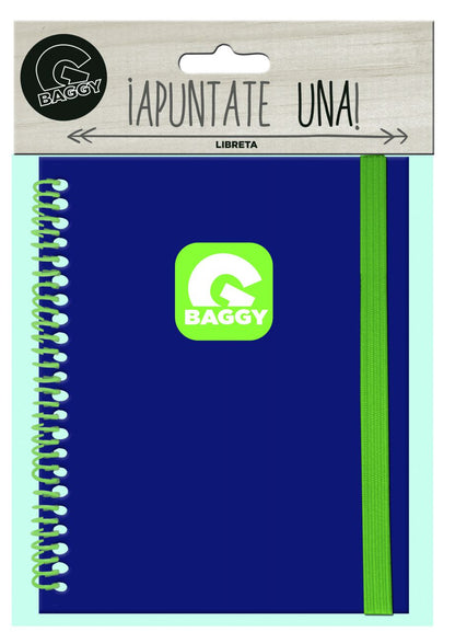 Libreta A6 con elástico lateral Baggy azul-verde