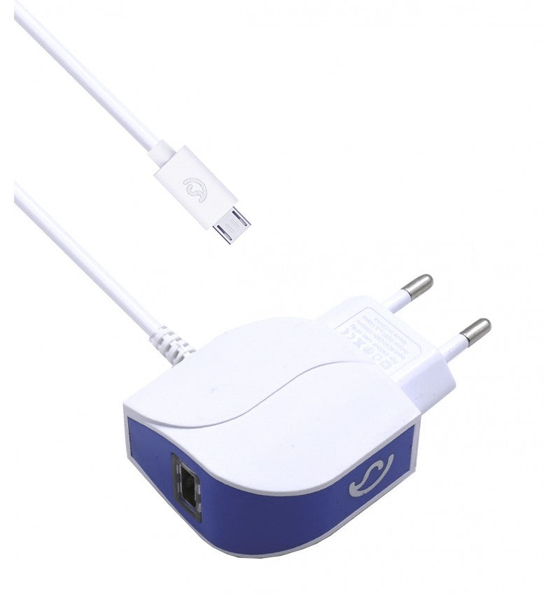 Cargador de Cable Micro USB V8+ 1 entrada USB extra 2.1A