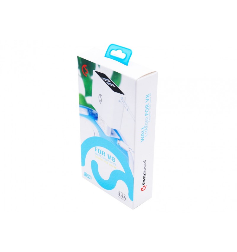 Cargador de Cable Micro USB V8+ 2 entradas USB extra 3.4A