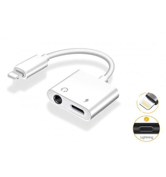 Adaptador 2 en 1 Lightning a lightning y Audio Jack