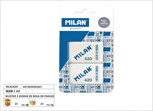 BLISTER 2 GOMAS DE MIGA DE PAN 420 MILAN