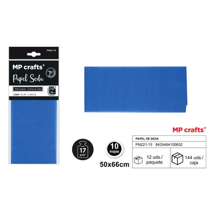 PAPEL SEDA SURTIDO 50X66CM 10 HOJAS ( 23 COLORES )