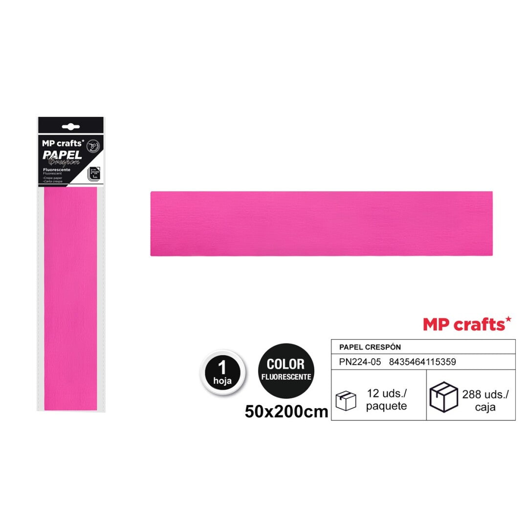 PAPEL CRESPON FLUORESCENTE 50X200 4 COLORE