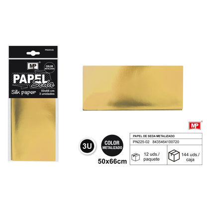 PAPEL SEDA METALIZADO  50X66  3 UDS ( 5 COLORES)