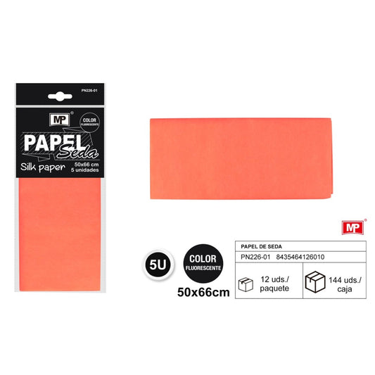 PAPEL SEDA FLUORESCENTE 50X66 5UDS (4 COLORES)