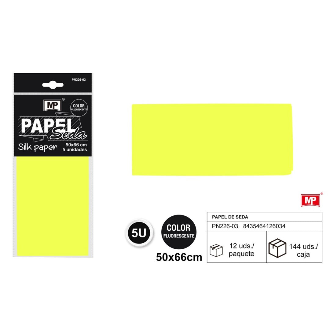 PAPEL SEDA FLUORESCENTE 50X66 5UDS (4 COLORES)