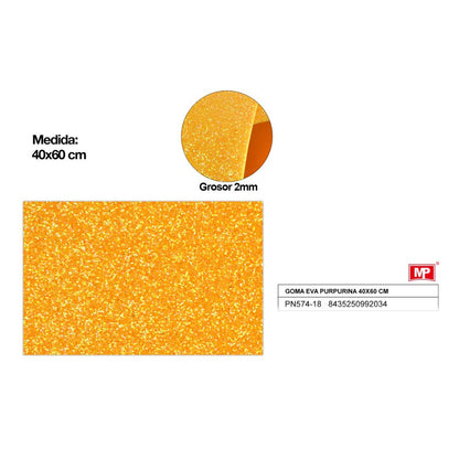 GOMA EVA C/PURPURINA 40X60CM 18 COLORES