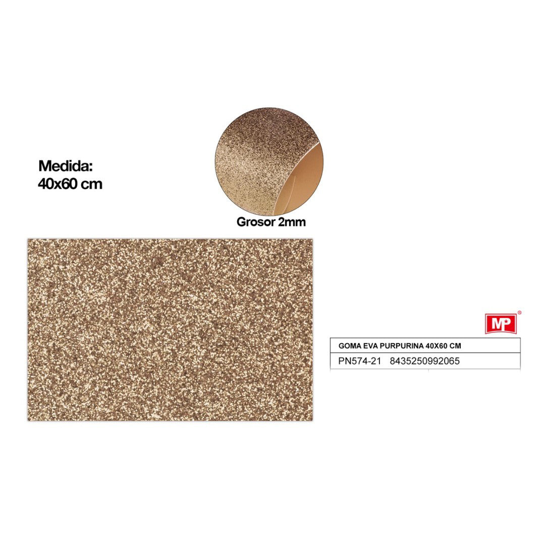 GOMA EVA C/PURPURINA 40X60CM 18 COLORES