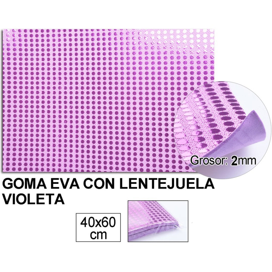 GOMA EVA CON LENTEJUELA 40X60CM  5COLORES